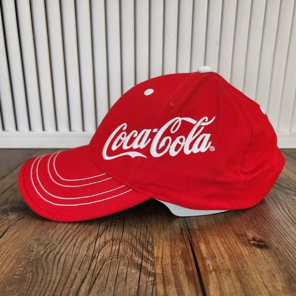 K-Products Coca-Cola Spell-Out Script Logo Dad Hat Red Soft Drink Baseball Cap